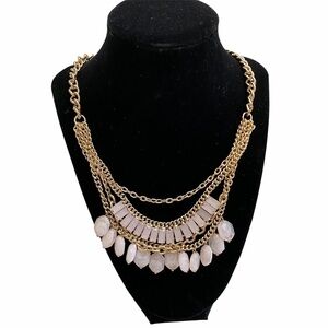 Multi Chain Tiered Statement Necklace Gold Tone